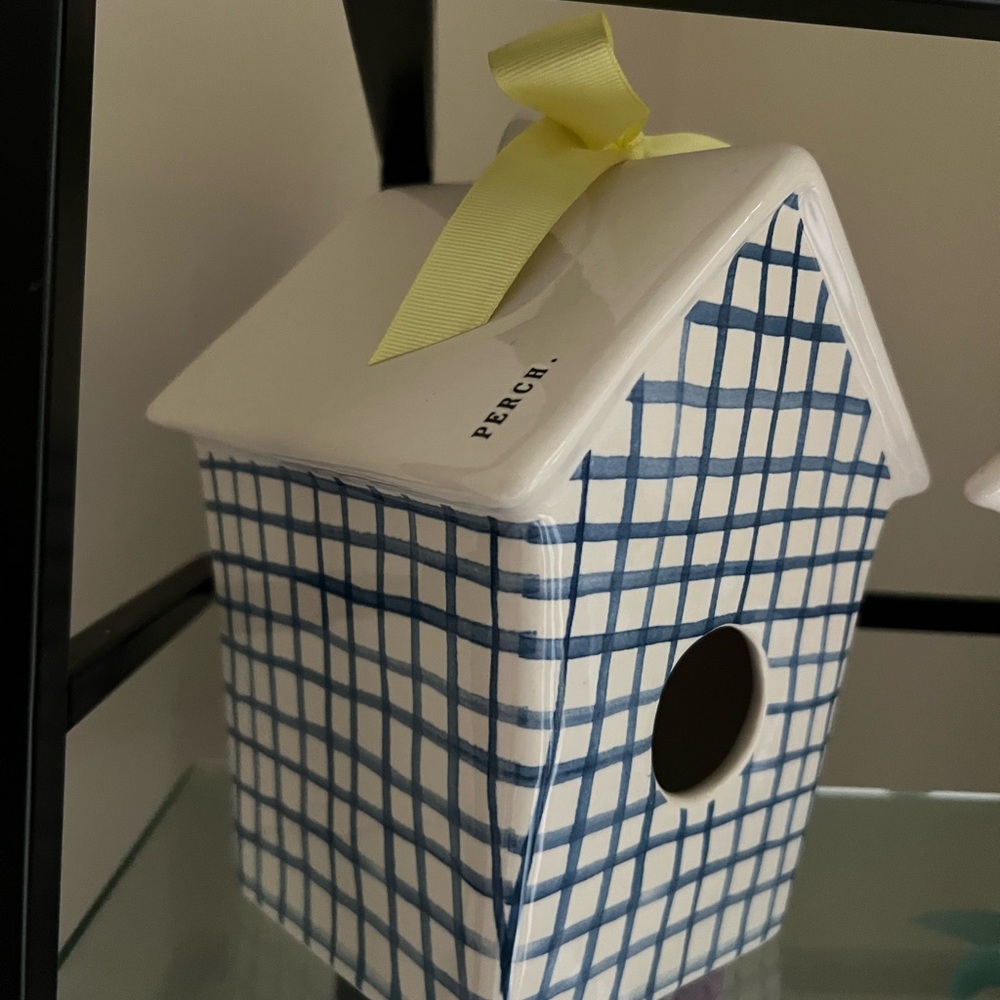 Rae Dunn Plaid Perch Birdhouse 🐦